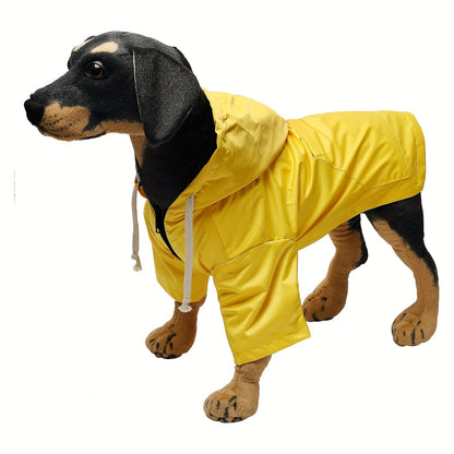 Dog Raincoat Waterproof with Zipper and Hood Adjustable Neck Drawstring
