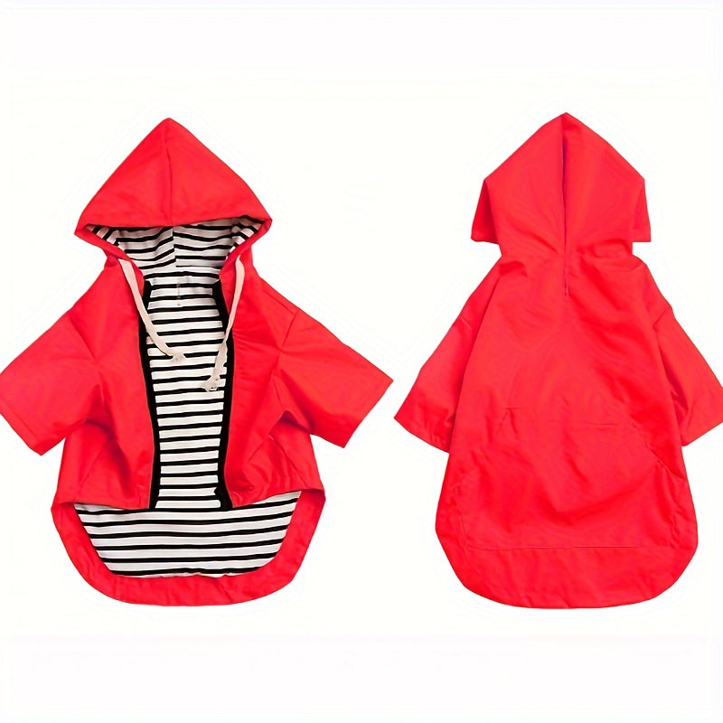 Dog Raincoat Waterproof with Zipper and Hood Adjustable Neck Drawstring