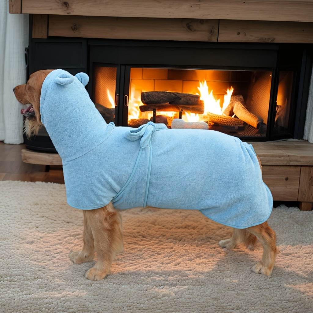 1pc, 2 colors and 7 sizes available. Cute bear ear pet bathrobe with hood, absorbent and soft for warmth. Suitable for small to medium-sized dogs like Maltese, Teddy, Poodle, Shih Tzu, Beagle, Golden Retriever, Labrador, and Doberman