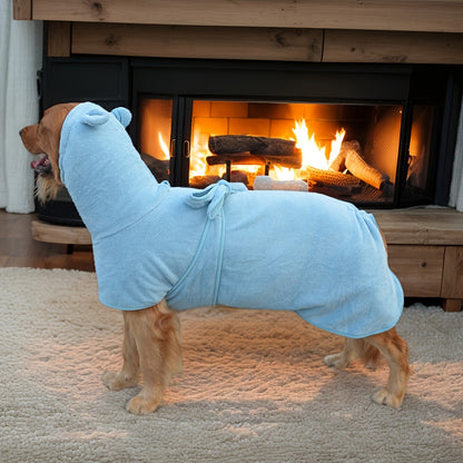 1pc, 2 colors and 7 sizes available. Cute bear ear pet bathrobe with hood, absorbent and soft for warmth. Suitable for small to medium-sized dogs like Maltese, Teddy, Poodle, Shih Tzu, Beagle, Golden Retriever, Labrador, and Doberman