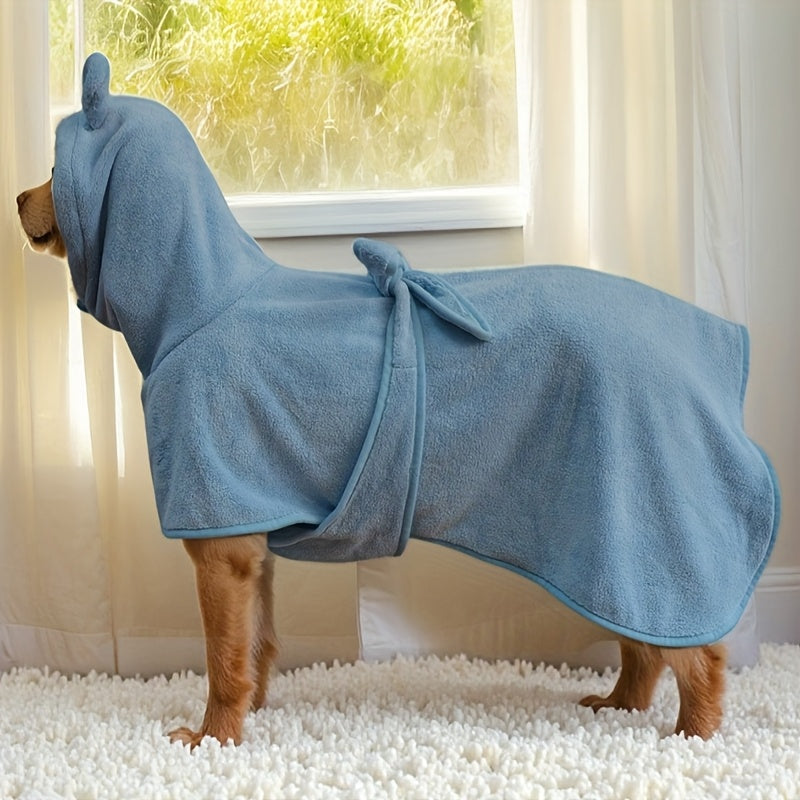 1pc, 2 colors and 7 sizes available. Cute bear ear pet bathrobe with hood, absorbent and soft for warmth. Suitable for small to medium-sized dogs like Maltese, Teddy, Poodle, Shih Tzu, Beagle, Golden Retriever, Labrador, and Doberman