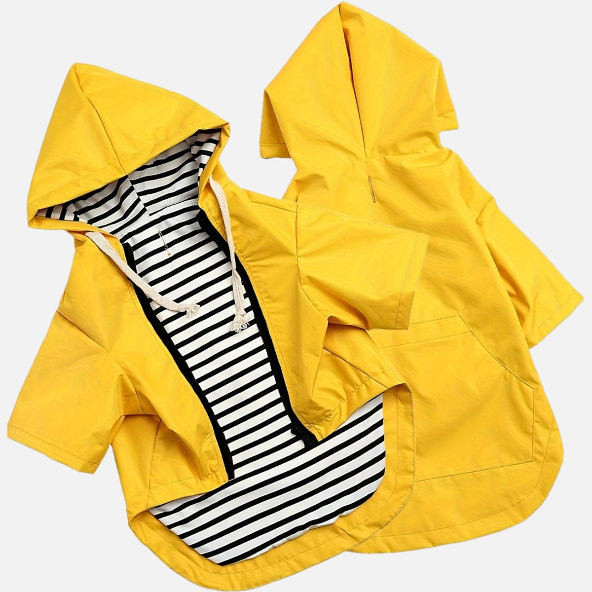 Dog Raincoat Waterproof with Zipper and Hood Adjustable Neck Drawstring