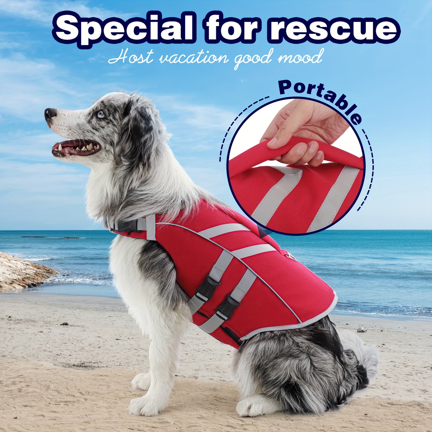 Ultimate Water Safety Companion - Reflective, Adjustable, and Durable Pet Life Jacket with Handle and D-Ring, Easy-On\u002FEasy-Off Closure, and Hand Washable Design for Small, Medium, and Large Breeds - Prioritize Your Pet's Safety and Comfort