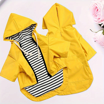 Dog Raincoat Waterproof with Zipper and Hood Adjustable Neck Drawstring
