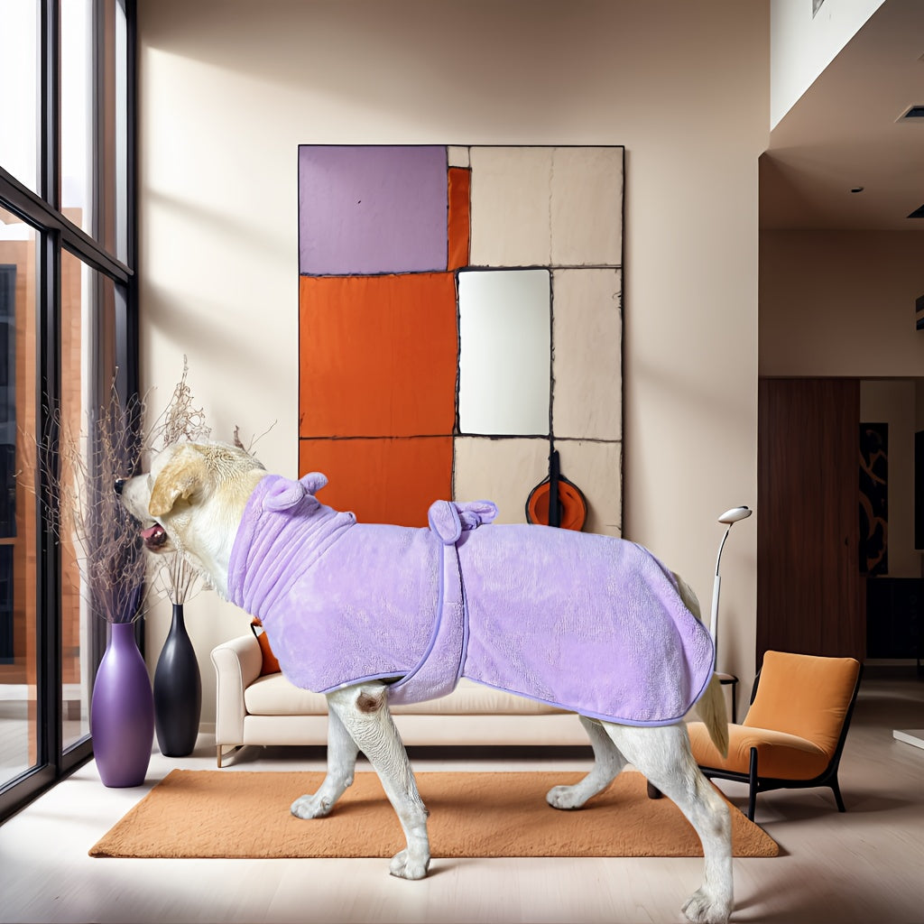 1pc, 2 colors and 7 sizes available. Cute bear ear pet bathrobe with hood, absorbent and soft for warmth. Suitable for small to medium-sized dogs like Maltese, Teddy, Poodle, Shih Tzu, Beagle, Golden Retriever, Labrador, and Doberman