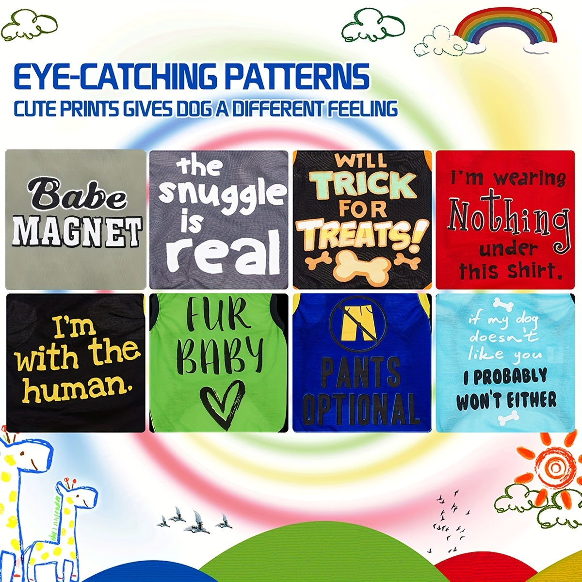 8pcs Lightweight Stylish Dog Shirts - Perfect For Pet Outdoor Playing