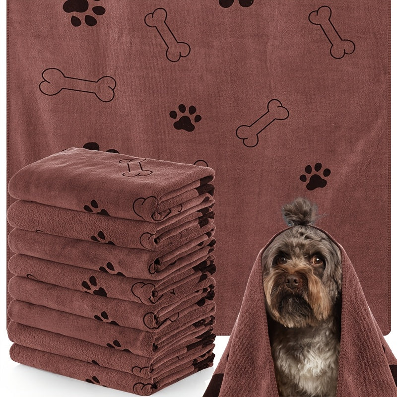 8pcs Brown Bulk Towels For Drying Dogs Cats Pet Towels Puppy Microfiber Quick Drying Dog Paw Bath Towel Pet Bathing Supplies Absorbent For Medium Dogs Pets (40 X 24 Inch)