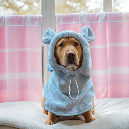 1pc, 2 colors and 7 sizes available. Cute bear ear pet bathrobe with hood, absorbent and soft for warmth. Suitable for small to medium-sized dogs like Maltese, Teddy, Poodle, Shih Tzu, Beagle, Golden Retriever, Labrador, and Doberman